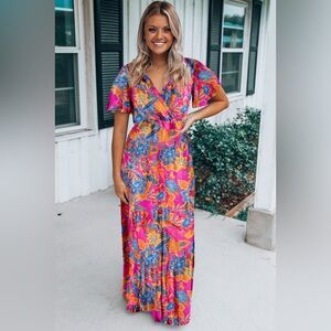 B0412: Wrap Floral Maxi Dress